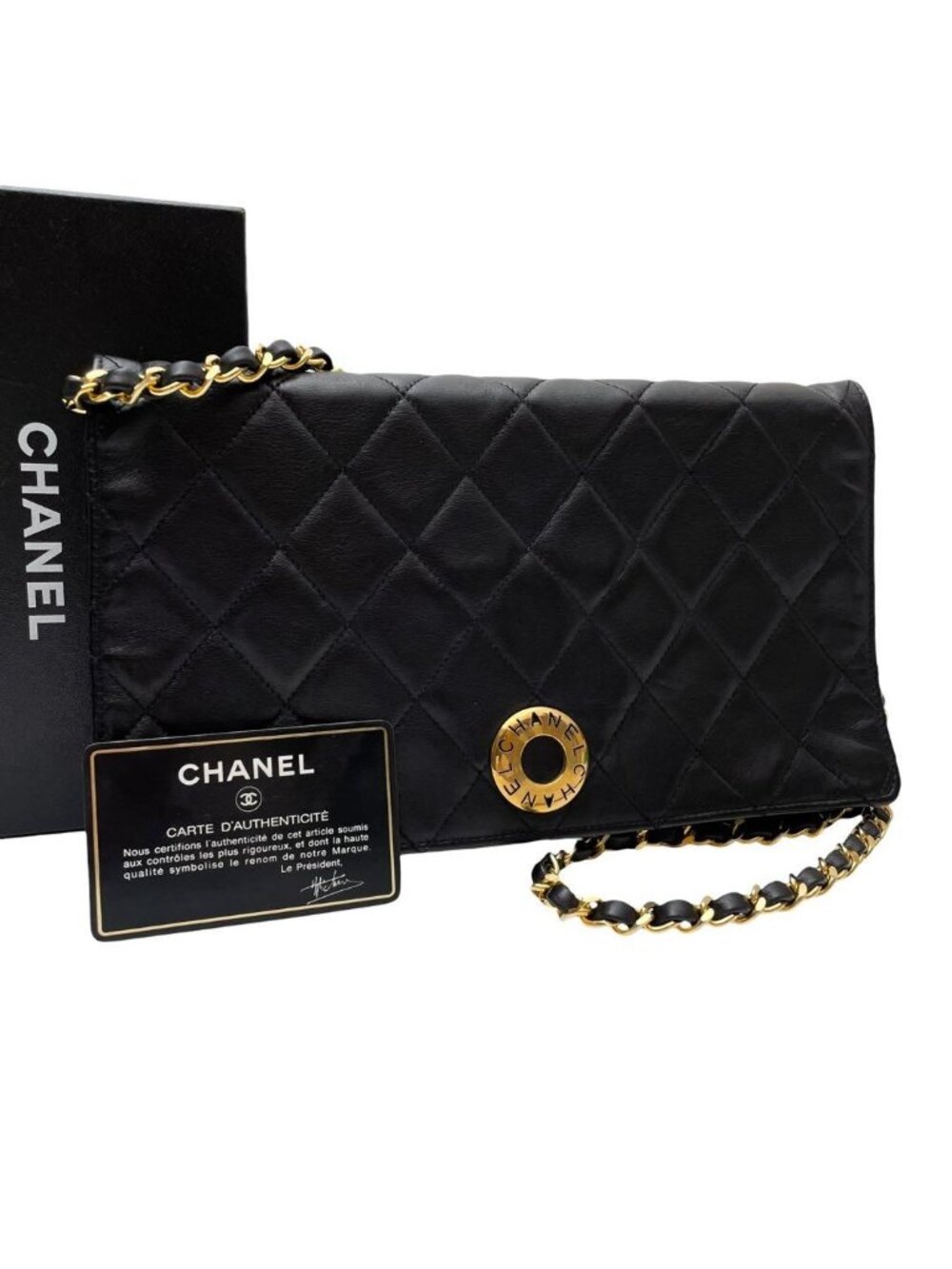 Chanel Quilted Lambskin Circle Logo Chain Shoulder Bag